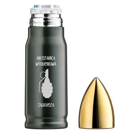 Personalizowany termos pocisk z grawerem - WYBUCHOWY PREZENT DLA FACETA