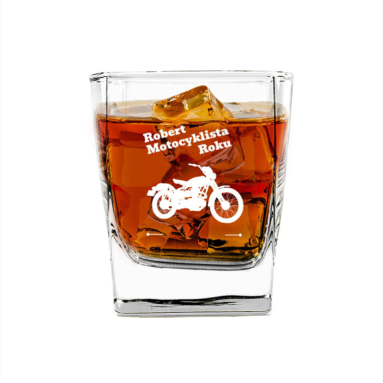 Szklanka do whisky z grawerem MOTOCYKLISTA ROKU + IMIĘ