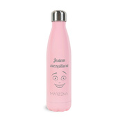 Butelka termiczna z grawerem różowa - JESTEM SZCZĘŚLIWA