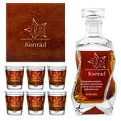 ZESTAW Z GRAWEREM KARAFKA i 6 SZKLANEK drewniane etui NA 18 URODZINY