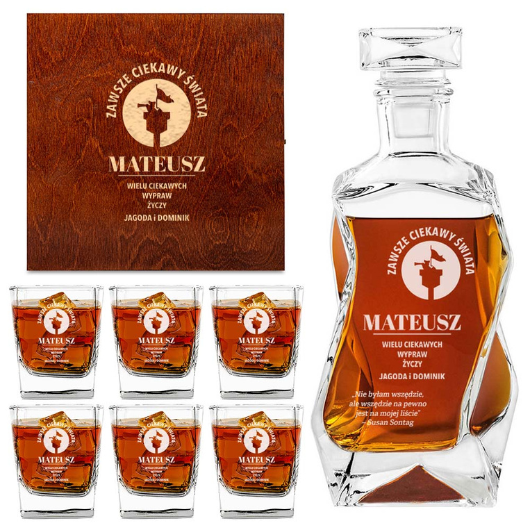 ZESTAW DO WHISKY na prezent DLA PODRÓŻNIKA twój grawer