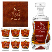 ZESTAW Z GRAWEREM KARAFKA i 6 SZKLANEK drewniane etui NA 18 URODZINY