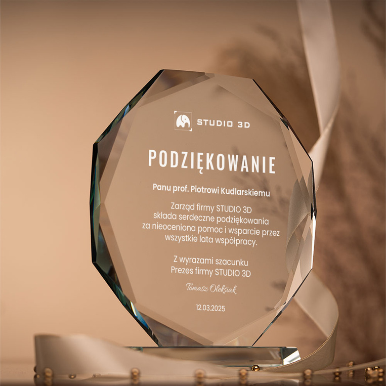 Statuetka z grawerem – PODZIĘKOWANIE ZA WSPÓŁPRACĘ od firmy, instytucji
