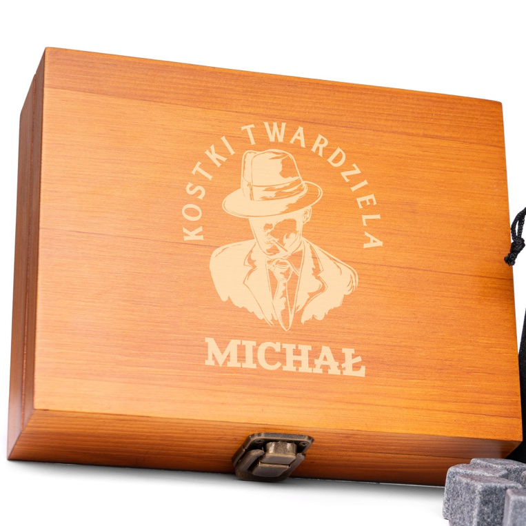 Kamienie do whisky GRAWER - KOSTKI TWARDZIELA + IMIĘ prezent dla niego