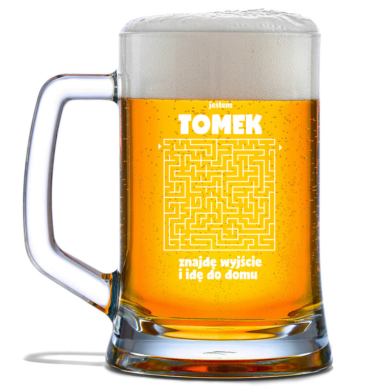 Kufel z grawerem ZNAJDĘ WYJŚCIE I IDĘ DO DOMU prezent z imieniem