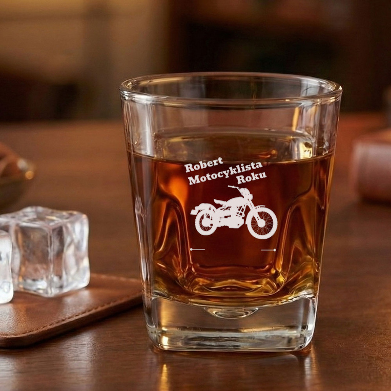 Szklanka do whisky z grawerem MOTOCYKLISTA ROKU + IMIĘ