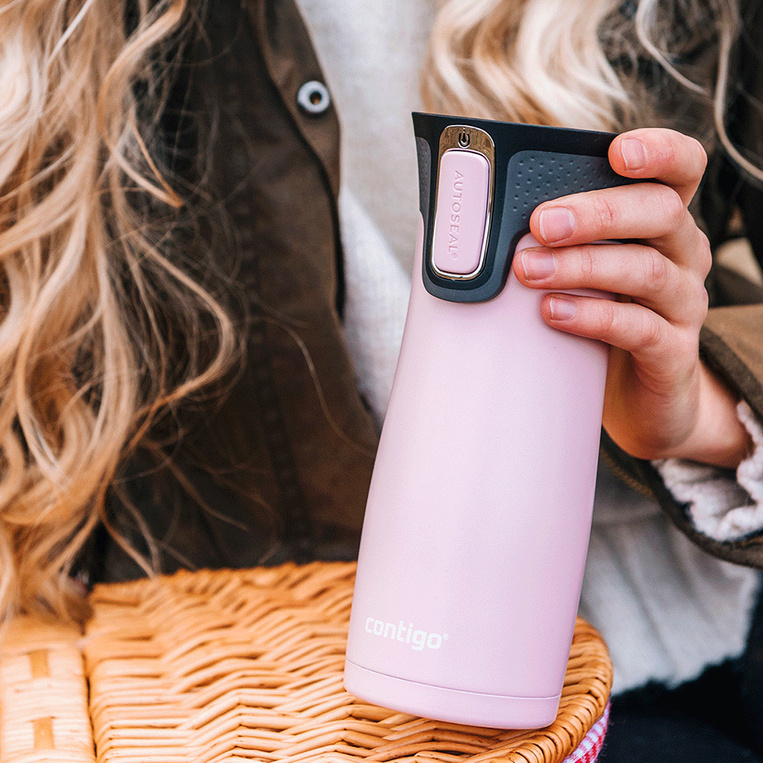 Personalizowany kubek termiczny Contigo Z LOGIEM FIRMOWYM – różowy