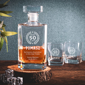 Karafka prosta z 2 szklankami ZESTAW GRAWEROWANY prezent na 50 URODZINY