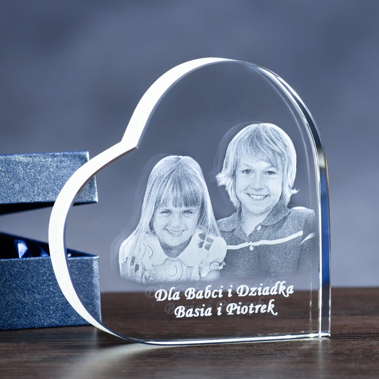 Fotokryształ - zdjęcie wnuków wygrawerowane na PREZENT DLA DZIADKÓW