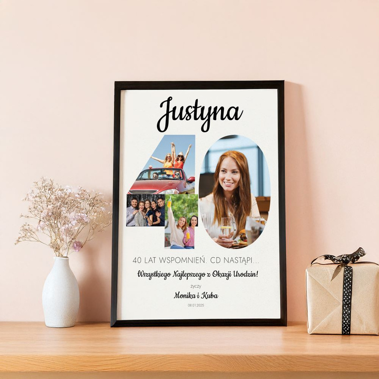 Personalizowany plakat dla kobiety – zdjęcia na 40 URODZINY