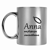 Kubek srebrny z nadrukiem PODZIĘKOWANIA DLA ŚWIADKOWEJ