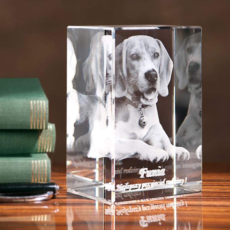 Zdjęcie Twojego pieska w trójwymiarze - grawer w statuetce szklanej