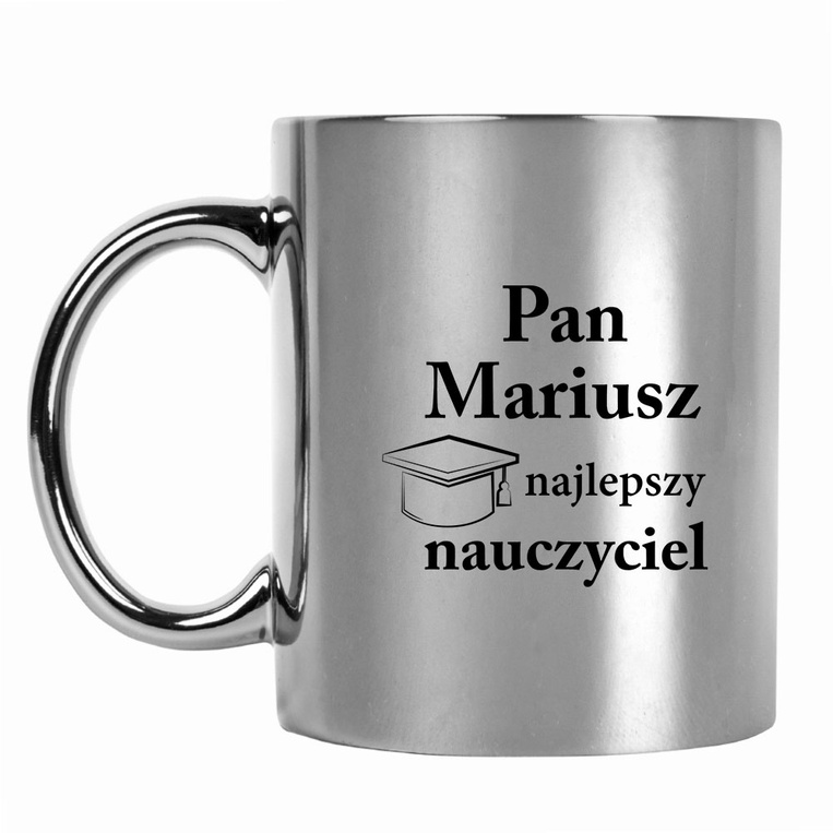 Kubek srebrny z nadrukiem DLA NAJLEPSZEGO NAUCZYCIELA