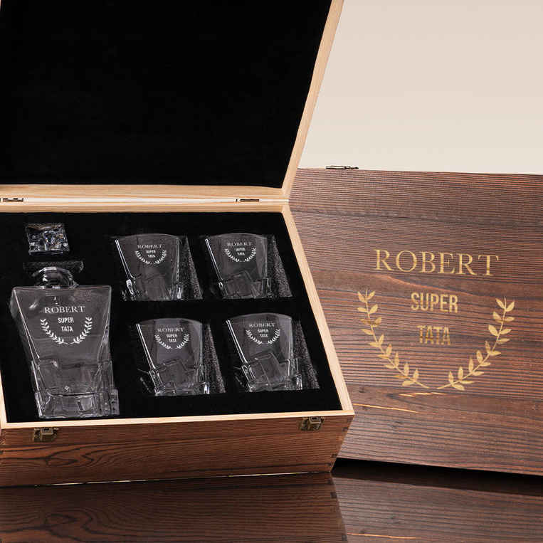 Zestaw Lodowy do whisky SUPER TATA – prezent na DZIEŃ OJCA, IMIENINY, URODZINY