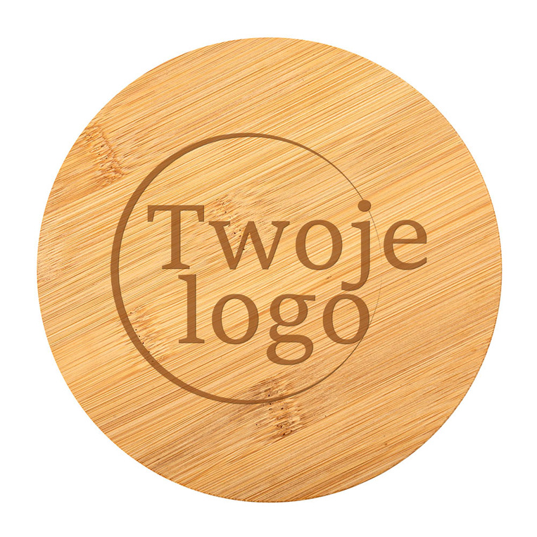 Szklana salaterka z bambusowym wieczkiem Grawer Twojego Loga