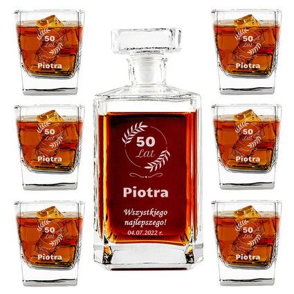 Zestaw do whisky karafka i szklanki na 50 URODZINY
