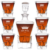 Zestaw Premium do whisky NA URODZINY z grawerem korony, imienia i rocznika