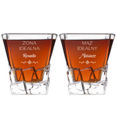 2 Szklanki do whisky PREZENT NA ROCZNICĘ z grawerem w czarnej TUBA PREZENTOWA