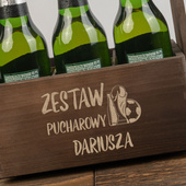 Nosidło drewniane na piwo z grawerem ZESTAW PUCHAROWY + IMIĘ