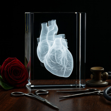 Serce 3D w dużej statuetce 150x200x100 mm - Grawer Prezent Medyczny Podziękowania
