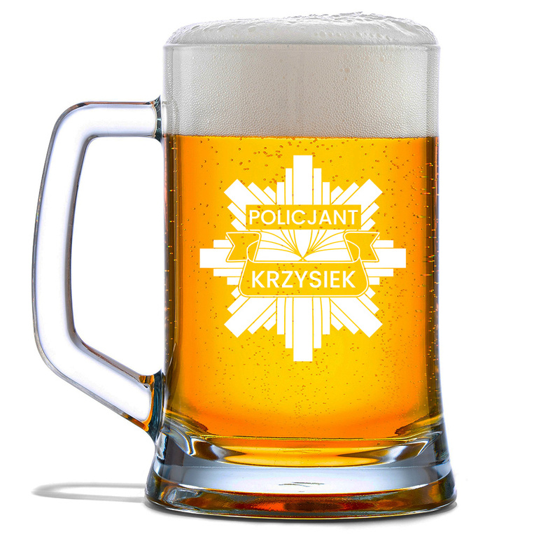 Kufel z ODZNAKĄ POLICYJNĄ I IMIENIEM – prezent dla policjanta