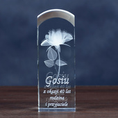 Róża 3D na 40 URODZINY - piękna statuetka z dedykacją na prezent