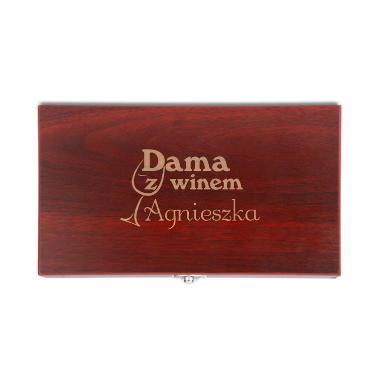 Zestaw do wina z grawerem na prezent - dla DAMY Z WINEM