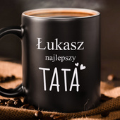 Czarny kubek z grawerem „Najlepszy Tata” i imieniem