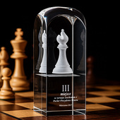 Nagroda w konkursie szachowym - GONIEC grawer w szklanej statuetce