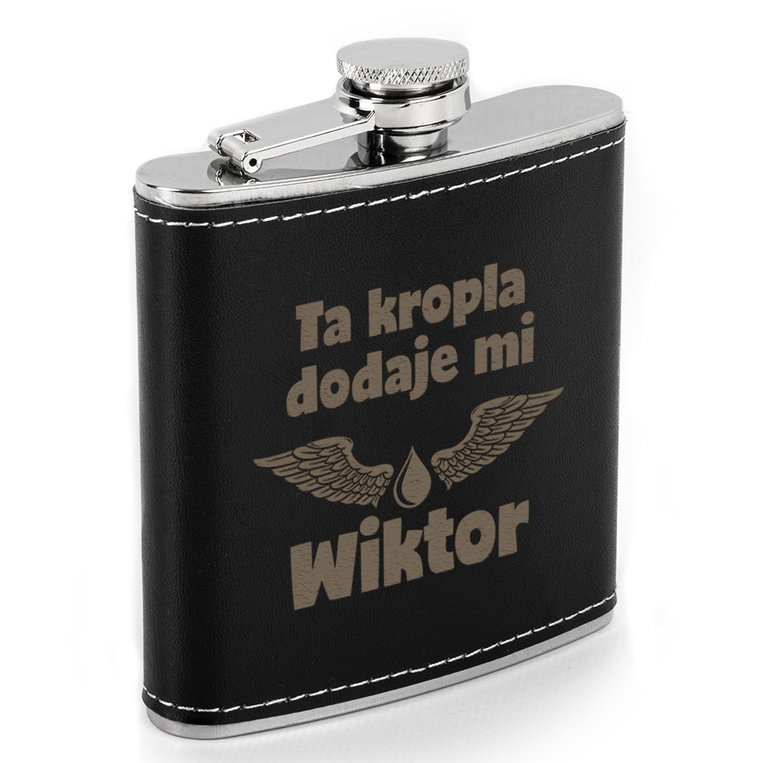 Personalizowana piersiówka w skórze z TWOIM GRAWEREM