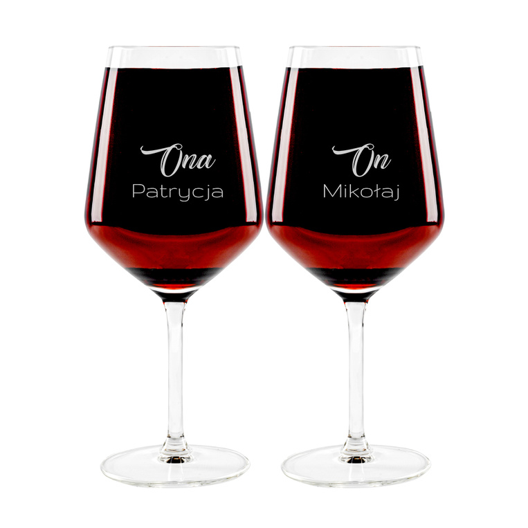 2 kieliszki do wina z grawerem na prezent dla pary ONA I ON