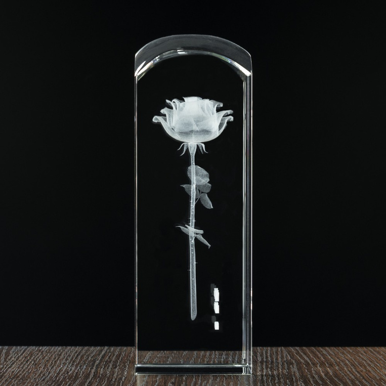 Ślubne Podziękowania Dla Rodziców - RÓŻA 3D Statuetka kryształowa