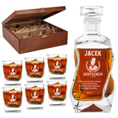 Komplet do whisky KARAFKA i 6 SZKLANEK DREWNIANA SKRZYNKA z twoim grawerem
