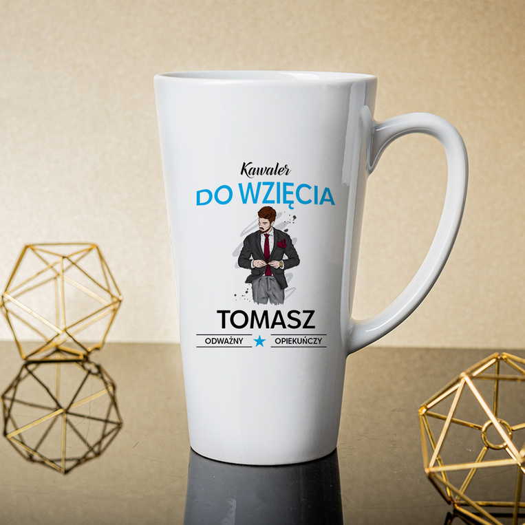 Kubek Latte duży z na drukiem KAWALER DO WZIĘCIA + IMIĘ