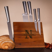 Komplet noży z blokiem magnetycznym DLA PARY - GRAWER MONOGRAMU I NAZWISKA