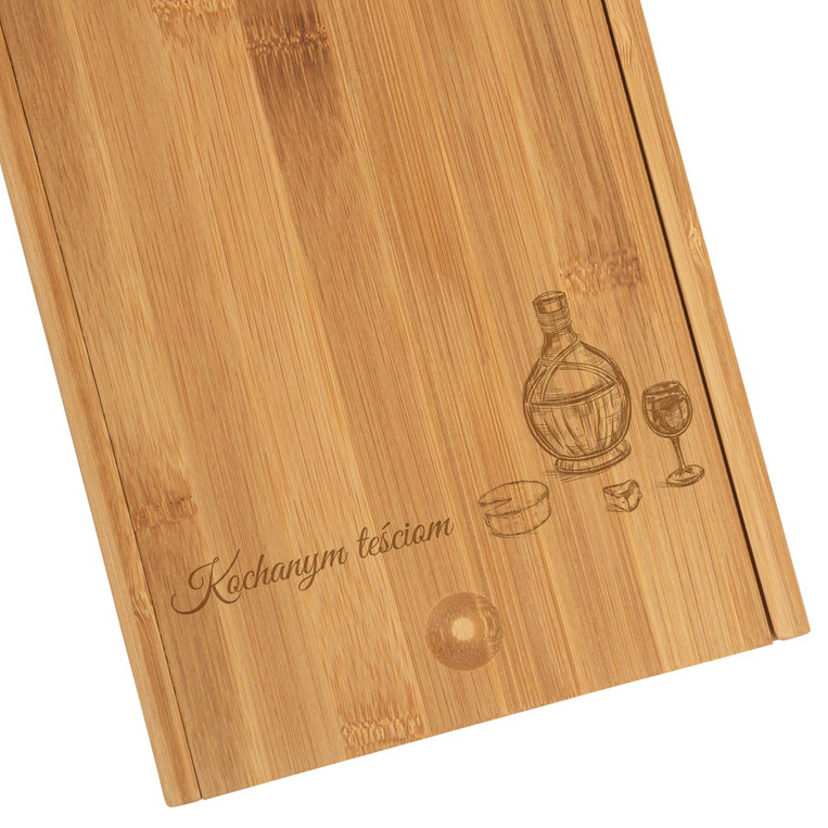 Grawerowany ZESTAW DO SERÓW I WINA w etui DLA TEŚCIÓW ROCZNICA