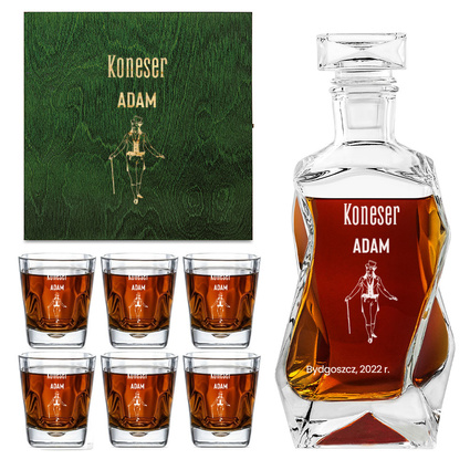 PREZENT DLA KONESERA JASIA WĘDROWNICZKA - Zestaw do whisky w skrzynce