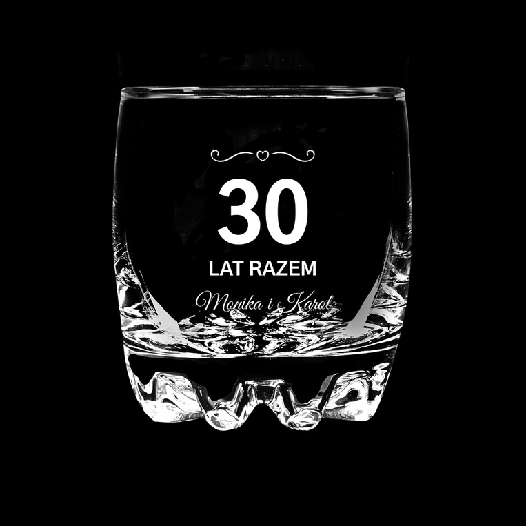 Prezent na PERŁOWĄ ROCZNICĘ szklanka z grawerem z okazji 30 LAT RAZEM