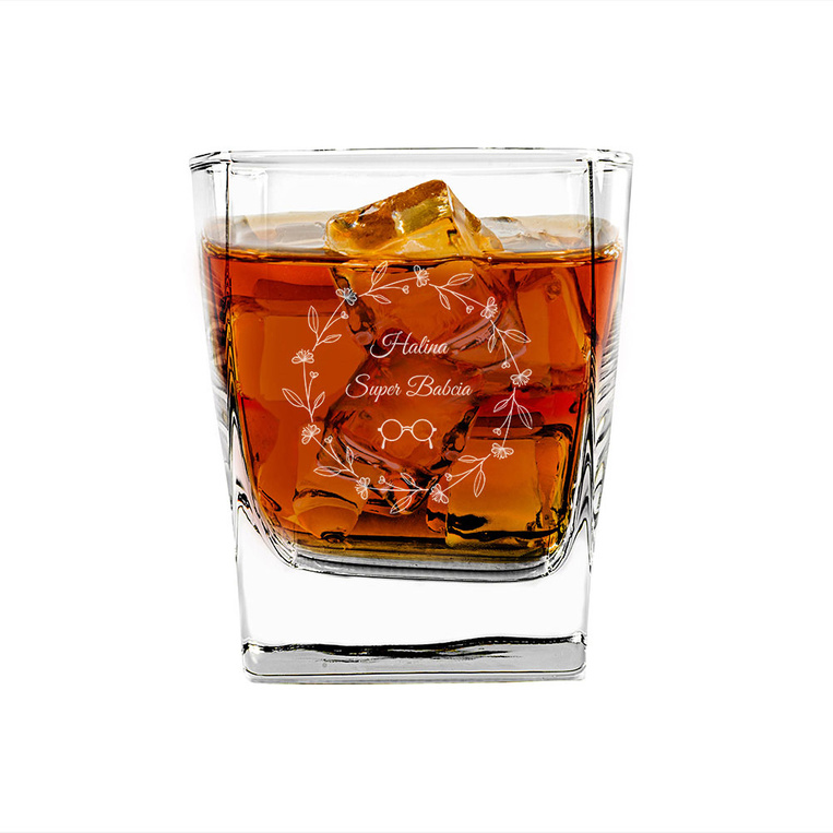 Szklanka do whisky z grawerem SUPER BABCIA + IMIĘ
