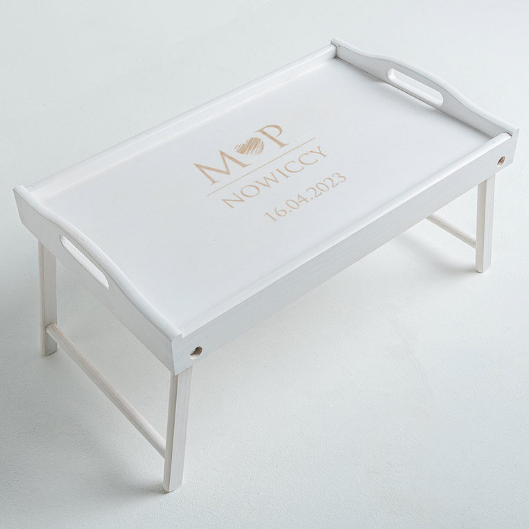 Stolik śniadaniowy z grawerem – prezent DLA PARY na rocznicę parapetówkę