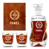 KARAFKA ŁAMANA W ZESTAWIE ZE SZKLANKAMI na 40 urodziny