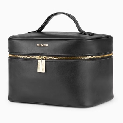 Kosmetyczka skórzana damska na prezent – ELEGANCKA I POJEMNA CZARNA