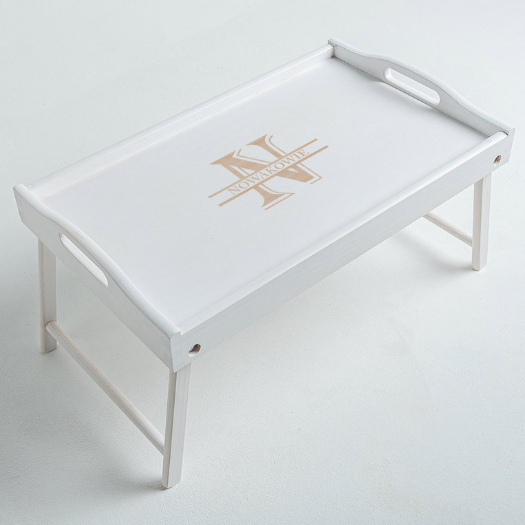 Personalizowany Stolik śniadaniowy – prezent DLA ZNAJOMYCH PARY z grawerem