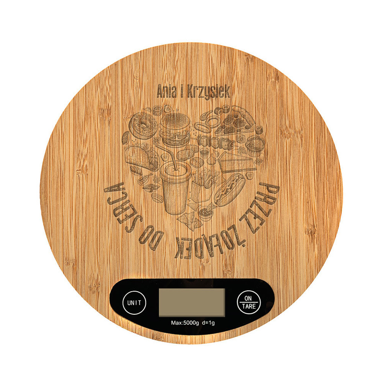 Waga kuchenna z grawerem na prezent DLA ZAKOCHANYCH AMATORÓW KUCHNI