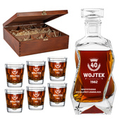 ZESTAW KARAFKA I 6 SZKLANEK z twoim grawerem na 40 URODZINY