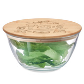 Szklana salaterka z bambusowym wieczkiem - czysta