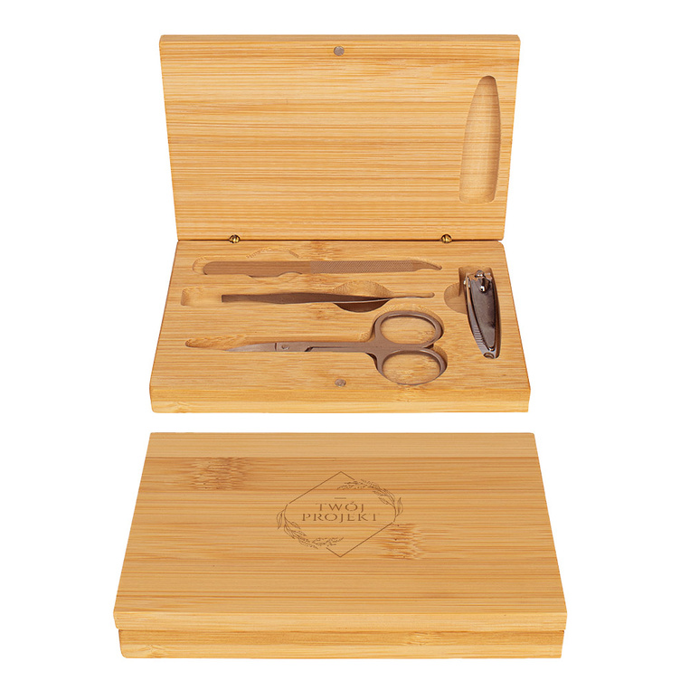 Zestaw do manicure w bambusowym etui GRAWER TWOJEGO PROJEKTU