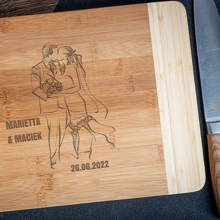 Drewniana deska do krojenia na prezent DLA PARY na rocznicę ślubu