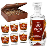 ZESTAW KARAFKA I 6 SZKLANEK z twoim grawerem na 40 URODZINY