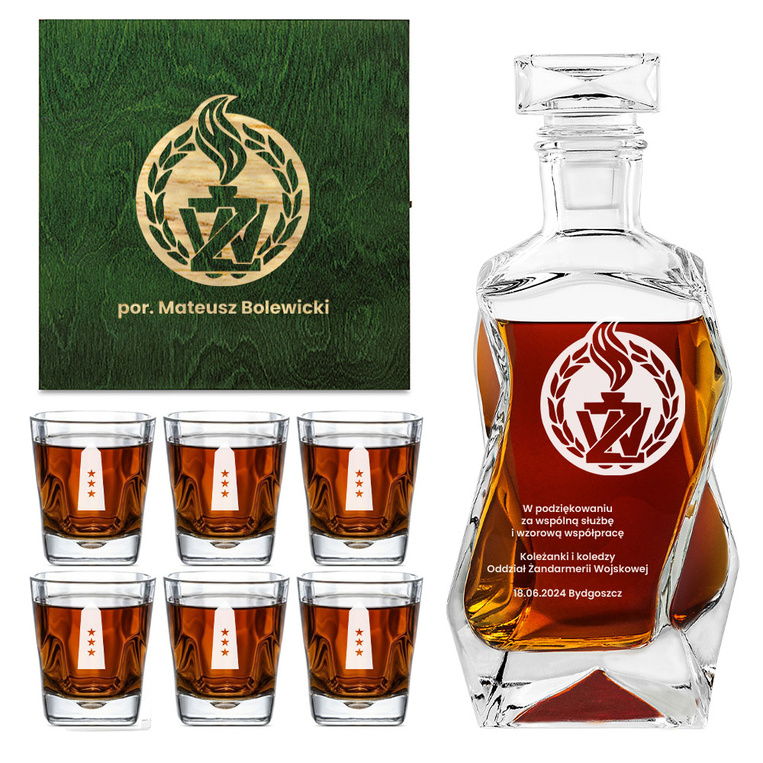 Zestaw do whisky – prezent na koniec służby dla Żandarmerii Wojskowej